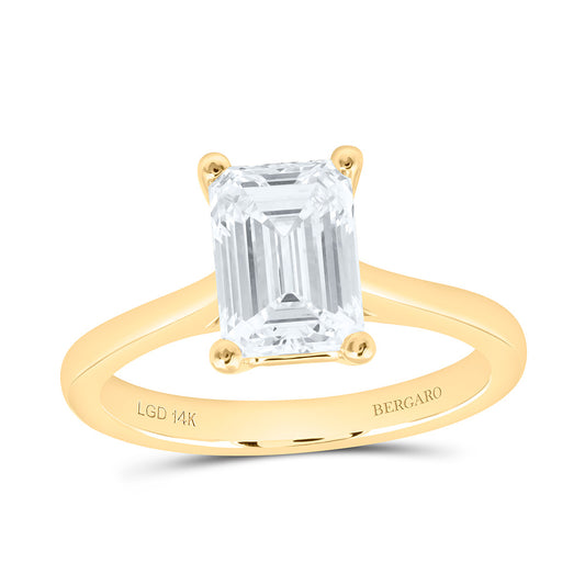 14K Yellow Or White Gold 2 Cttw Lab Grown Diamond Emerald Solitaire Ring