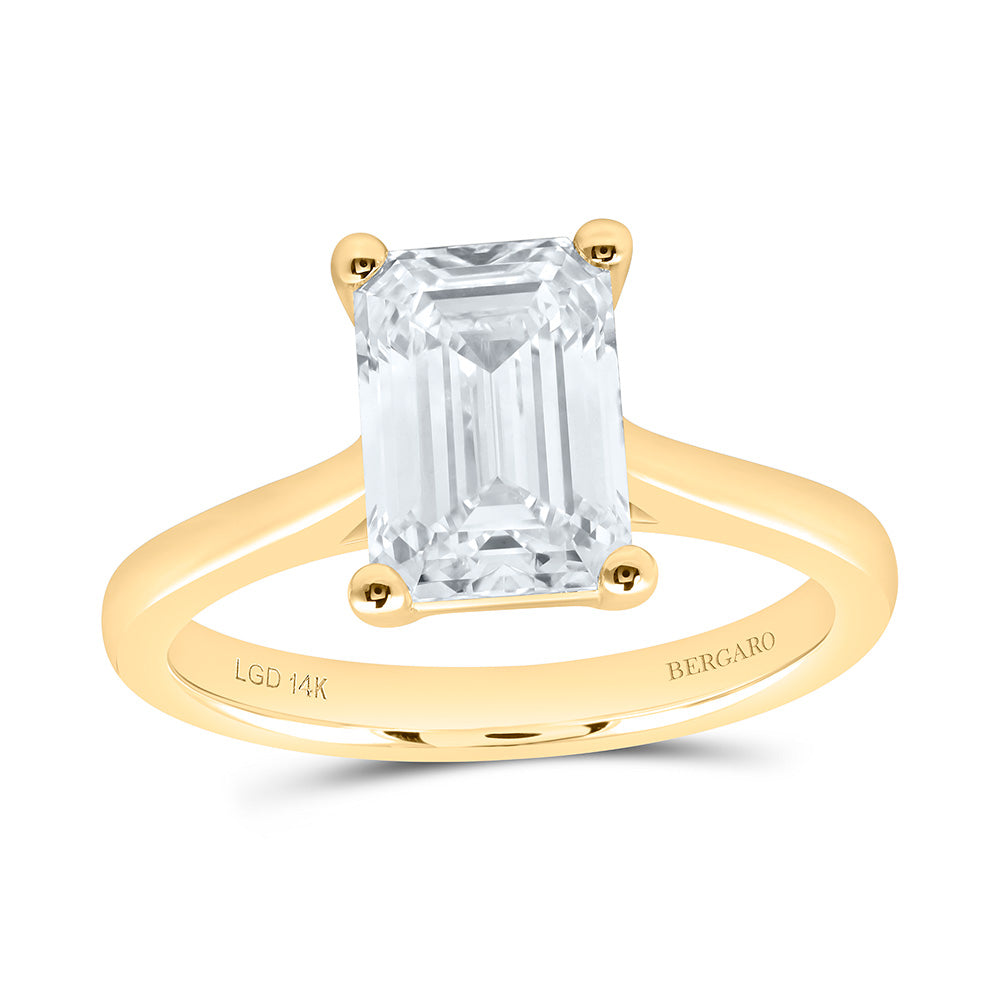 14K Yellow Or White Gold 2 1/2 Cttw Lab Grown Diamond Emerald Solitaire Ring