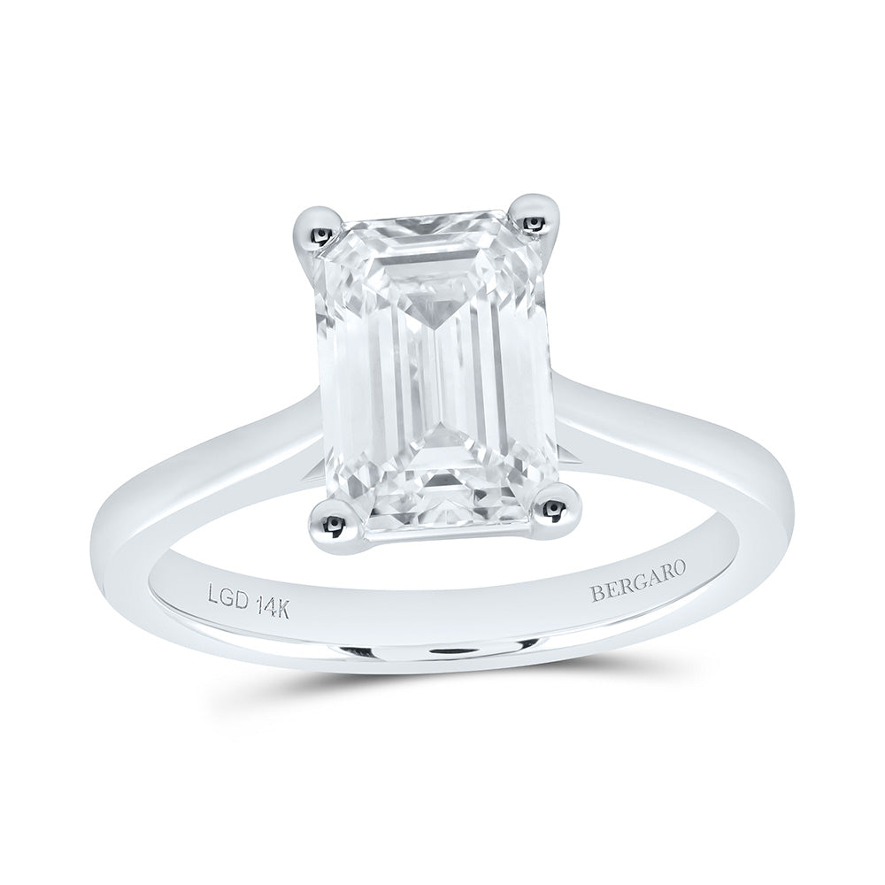 14K Yellow Or White Gold 2 1/2 Cttw Lab Grown Diamond Emerald Solitaire Ring