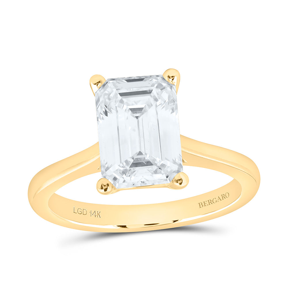 14K Yellow Or White Gold 3 Cttw Lab Grown Diamond Emerald Solitaire Ring