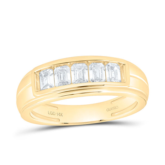 14K Yellow Or White Gold 1 Cttw Lab Grown Diamond Emerald Mens Band