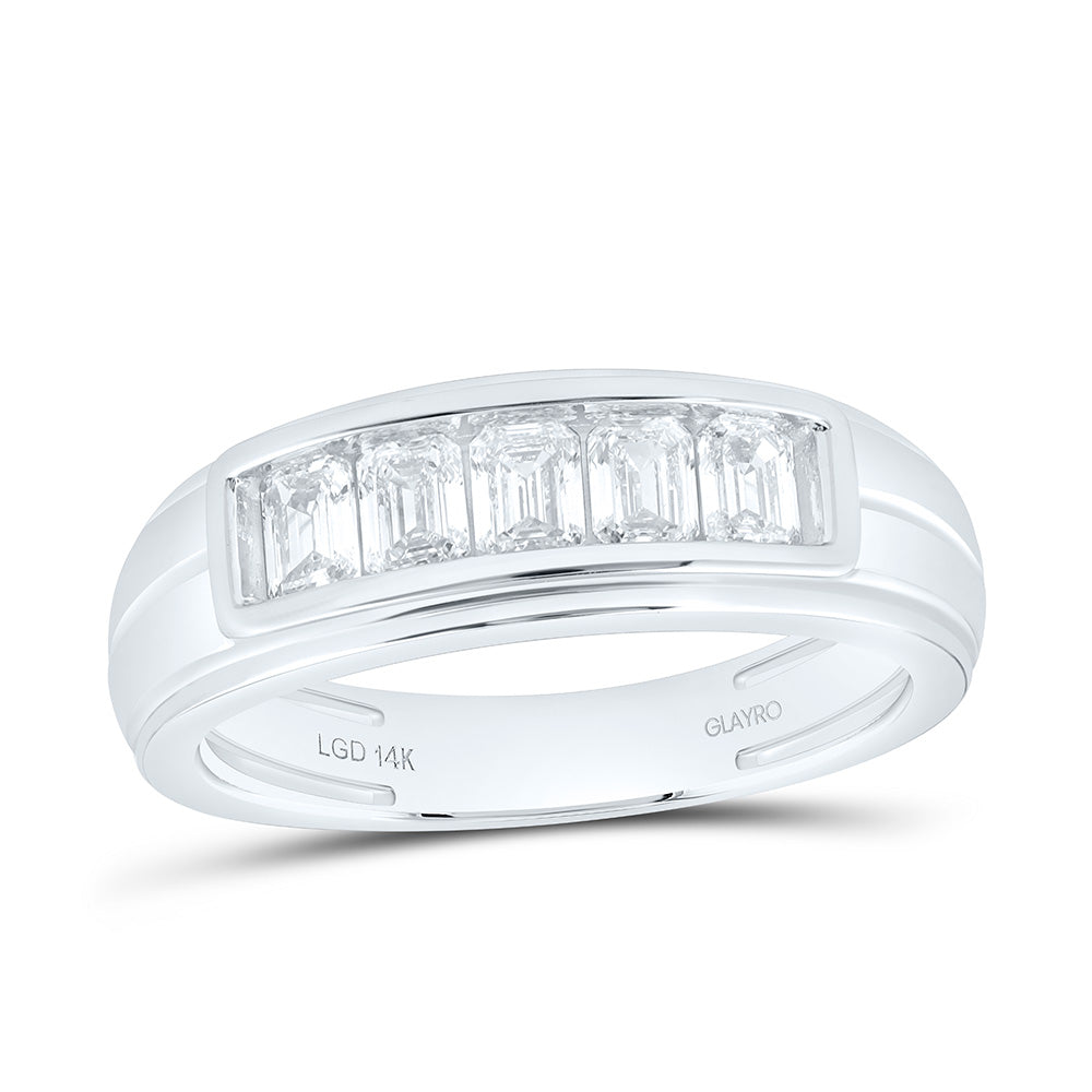14K Yellow Or White Gold 1 Cttw Lab Grown Diamond Emerald Mens Band