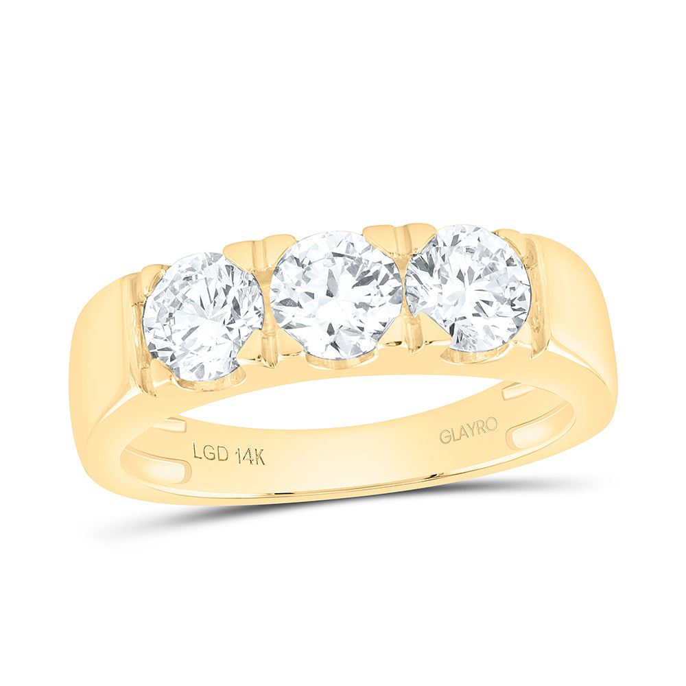 14K Yellow Or White Gold 1 1/2 Cttw Lab Grown Diamond Round Mens Band