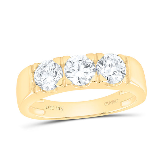 14K Yellow Or White Gold 1 1/2 Cttw Lab Grown Diamond Round Mens Band