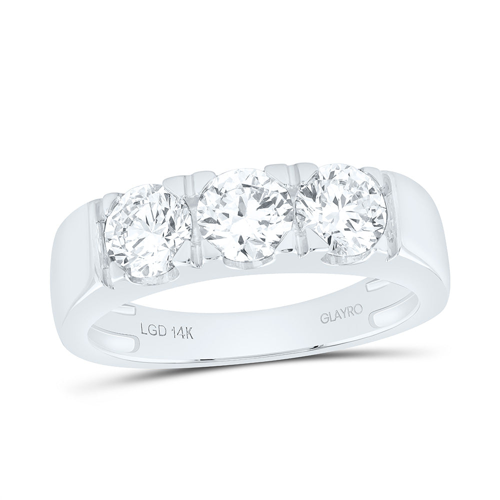 14K Yellow Or White Gold 1 1/2 Cttw Lab Grown Diamond Round Mens Band