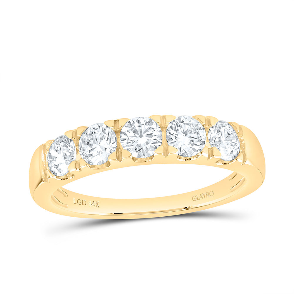 14K Yellow Or White Gold 1 1/2 Cttw Lab Grown Diamond 1/3 Cttw Center Round Mens Band