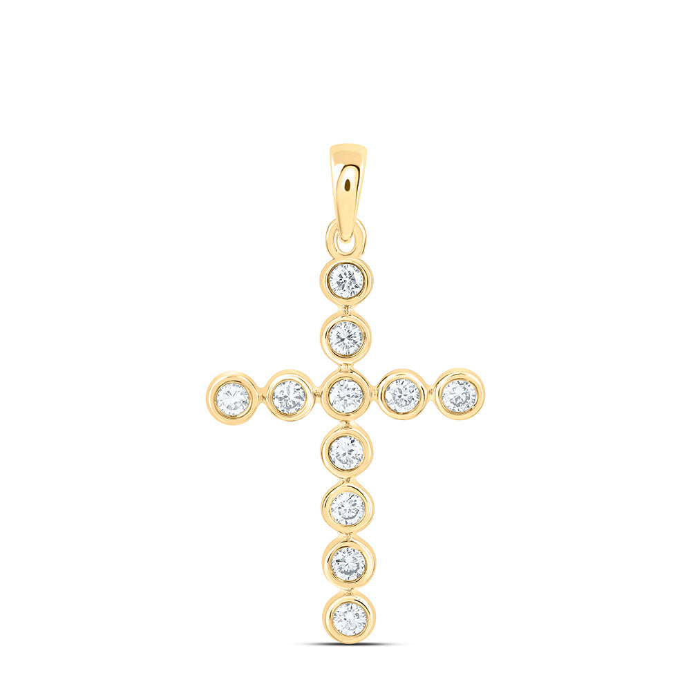 14K Yellow Or White Gold 1/4 Cttw Lab Grown Diamond Fashion Cross Pendant