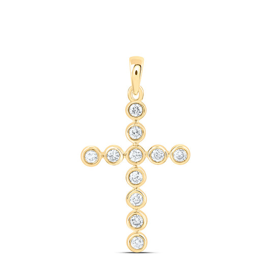 14K Yellow Or White Gold 1/4 Cttw Lab Grown Diamond Fashion Cross Pendant
