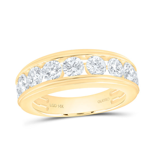 14K Yellow Or White Gold 3 Cttw Lab Grown Diamond Round Mens Band