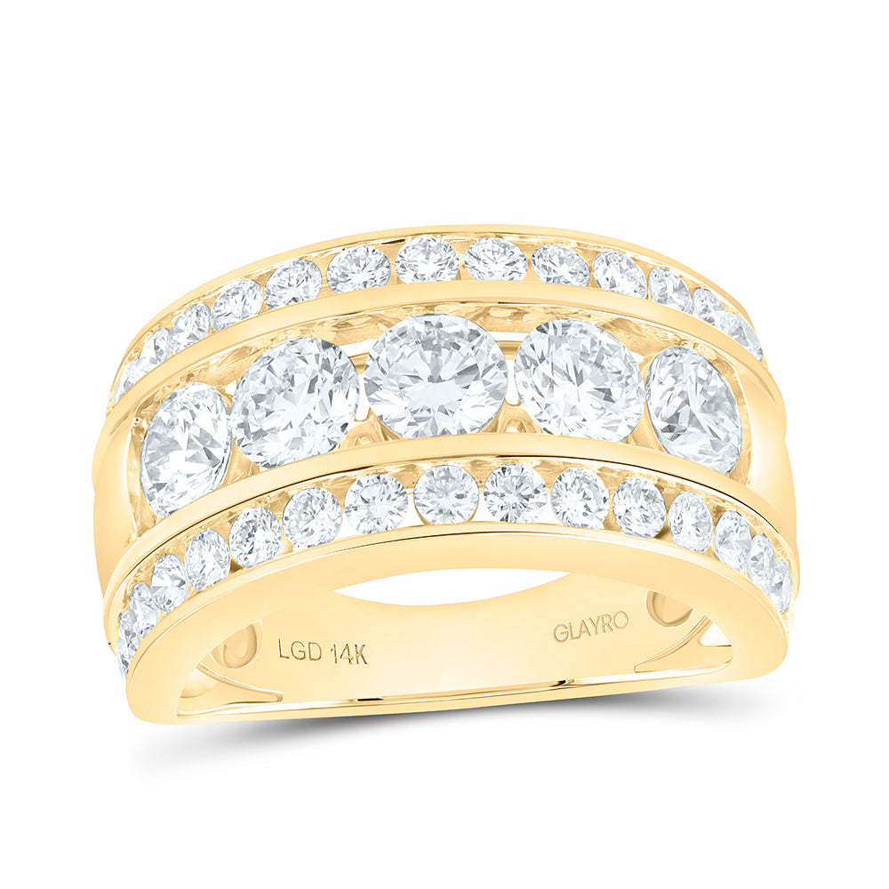 14K Yellow Or White Gold 4 Cttw Lab Grown Diamond 1/2 Cttw Center Round Mens Band