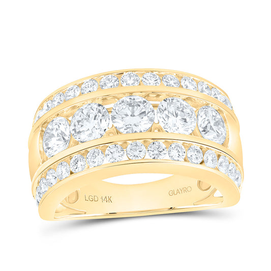 14K Yellow Or White Gold 4 Cttw Lab Grown Diamond 1/2 Cttw Center Round Mens Band
