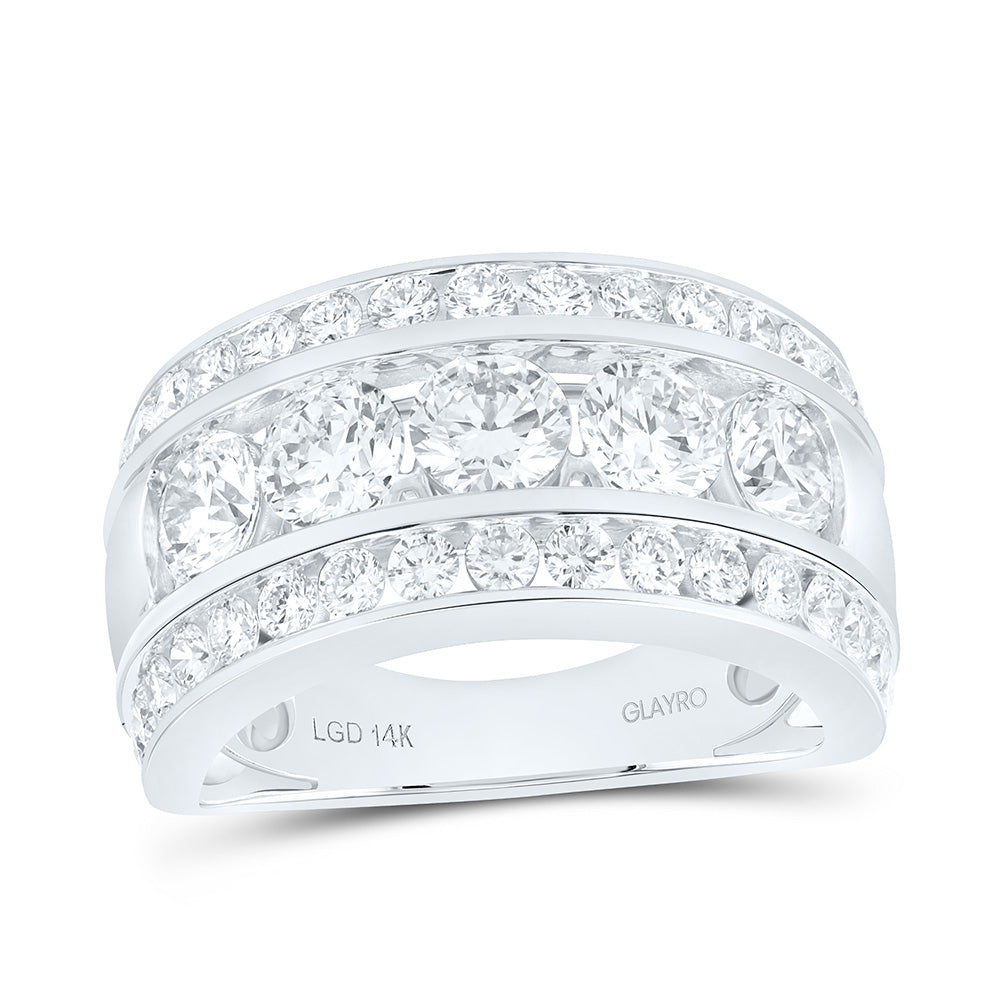 14K Yellow Or White Gold 4 Cttw Lab Grown Diamond 1/2 Cttw Center Round Mens Band