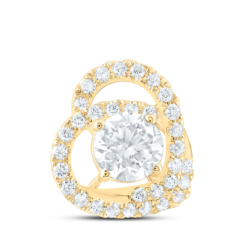 14K Yellow Or White Gold 1 Cttw Lab Grown Diamond 3/4 Cttw Center Round Fashion Heart Pendant