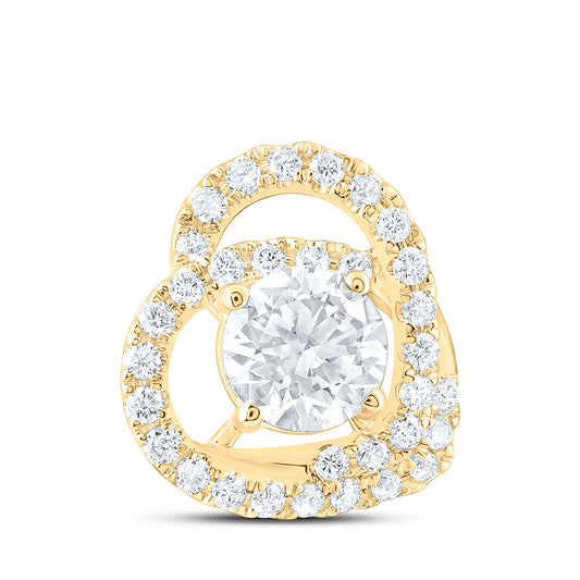 14K Yellow Or White Gold 1 Cttw Lab Grown Diamond 3/4 Cttw Center Round Fashion Heart Pendant