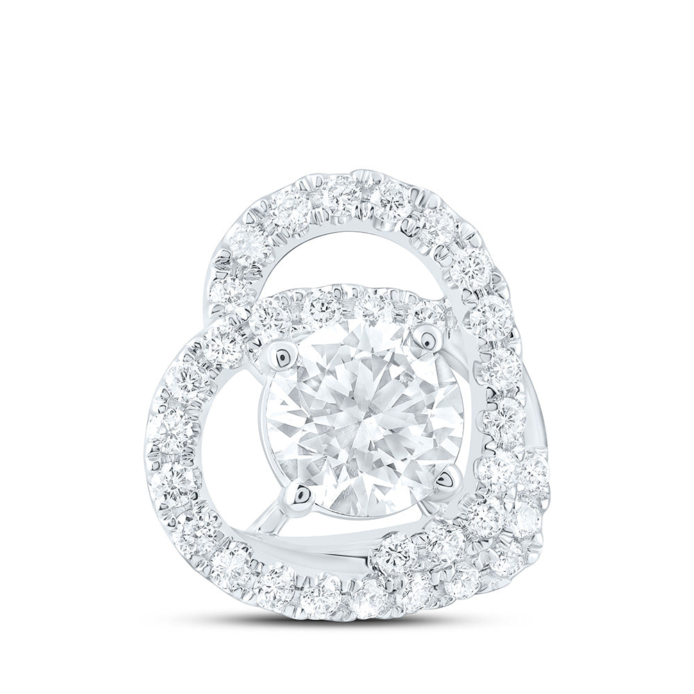 14K Yellow Or White Gold 1 Cttw Lab Grown Diamond 3/4 Cttw Center Round Fashion Heart Pendant