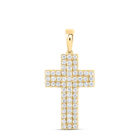 14K Yellow Or White Gold 1/2 Cttw Lab Grown Diamond Fashion Cross Pendant