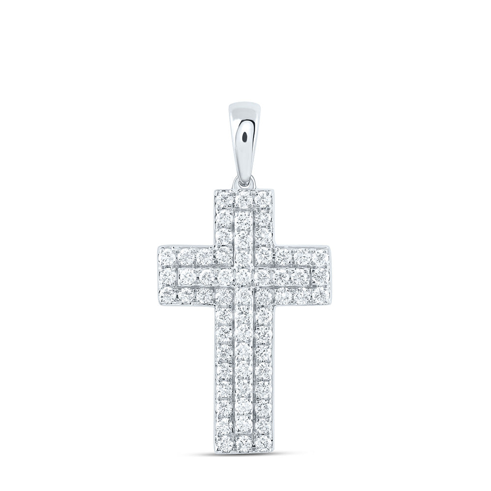 14K Yellow Or White Gold 1/2 Cttw Lab Grown Diamond Fashion Cross Pendant