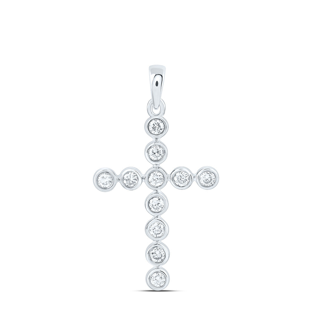 14K Yellow Or White Gold 1/4 Cttw Lab Grown Diamond Fashion Cross Pendant