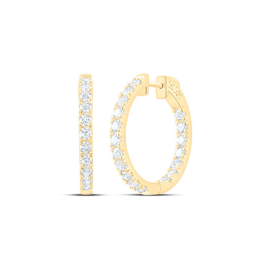 14K Yellow Or White Gold 2 7/8 Cttw Lab Grown Diamond Fashion Hoop Earring