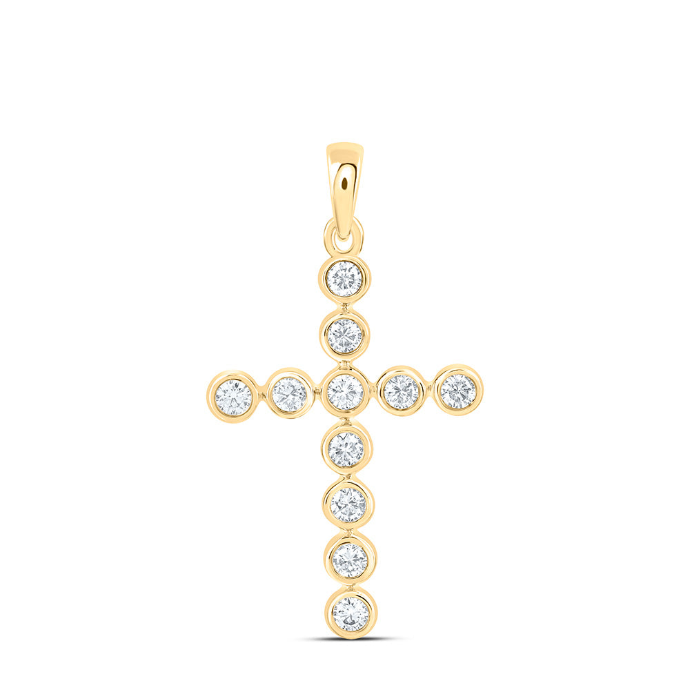 14K Yellow Or White Gold 1/2 Cttw Lab Grown Diamond Fashion Cross Pendant