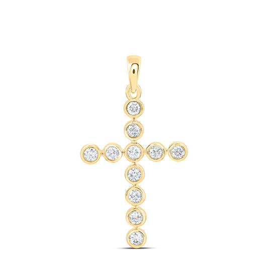 14K Yellow Or White Gold 1/2 Cttw Lab Grown Diamond Fashion Cross Pendant
