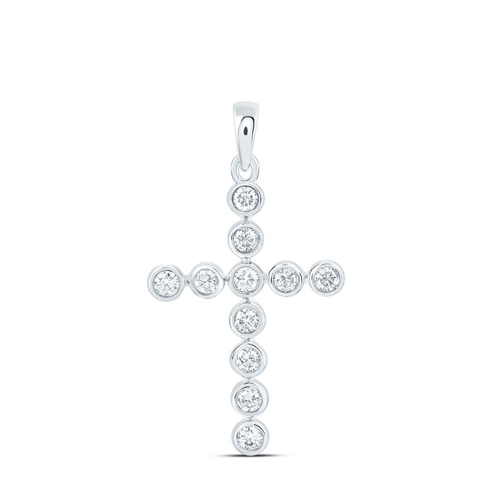 14K Yellow Or White Gold 1/2 Cttw Lab Grown Diamond Fashion Cross Pendant