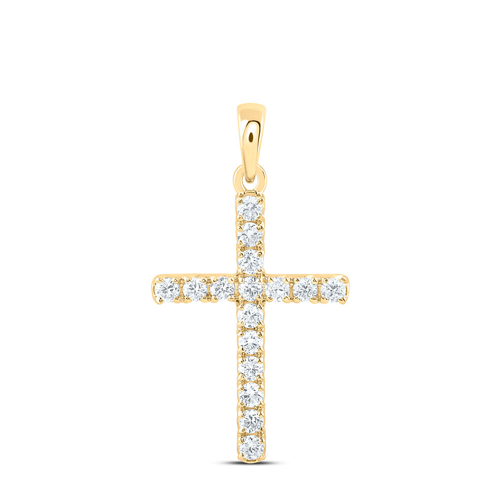 14K Yellow Or White Gold 1/3 Cttw Lab Grown Diamond Fashion Cross Pendant