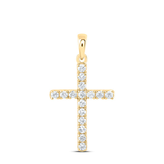 14K Yellow Or White Gold 1/3 Cttw Lab Grown Diamond Fashion Cross Pendant
