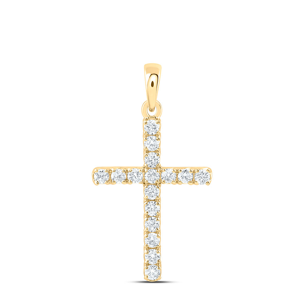 14K Yellow Or White Gold 1/2 Cttw Lab Grown Diamond Fashion Cross Pendant