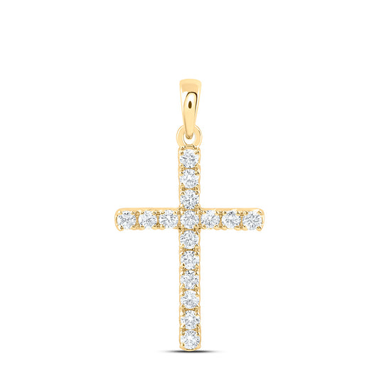 14K Yellow Or White Gold 1/2 Cttw Lab Grown Diamond Fashion Cross Pendant