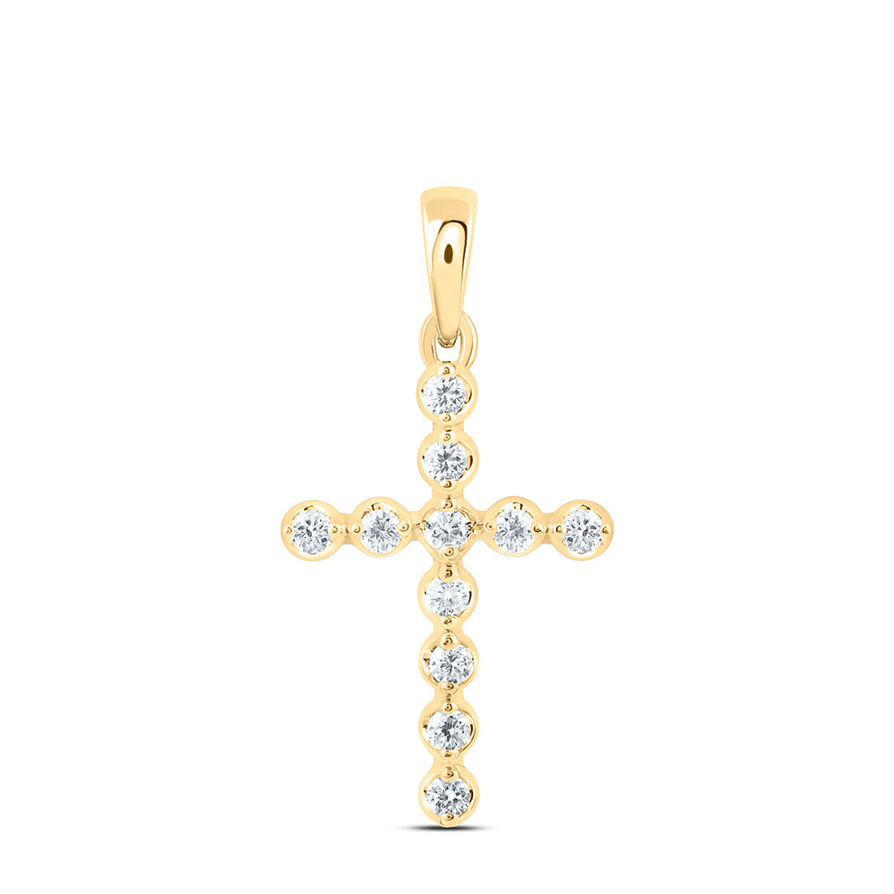 14K Yellow Or White Gold 1/4 Cttw Lab Grown Diamond Fashion Cross Pendant