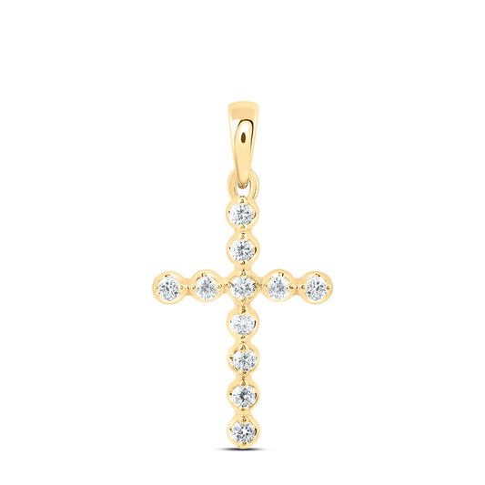 14K Yellow Or White Gold 1/4 Cttw Lab Grown Diamond Fashion Cross Pendant