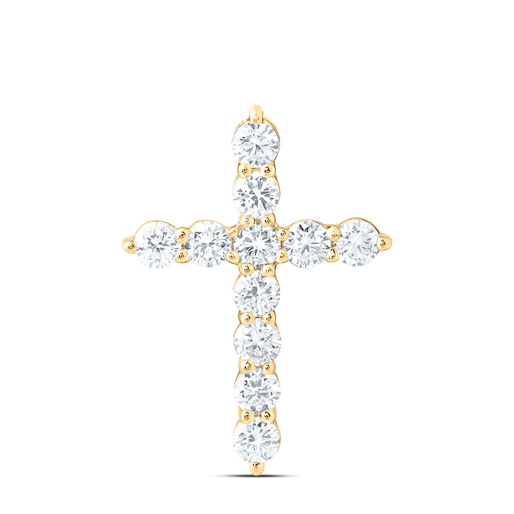 14K Yellow Or White Gold 1 Cttw Lab Grown Diamond Fashion Cross Pendant