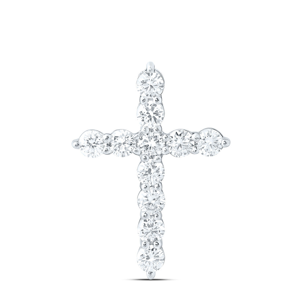 14K Yellow Or White Gold 1 Cttw Lab Grown Diamond Fashion Cross Pendant