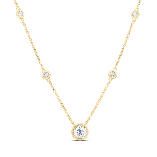 14K Yellow Gold 1 5/8 Cttw Lab Grown Diamond 1 Cttw Center Round Necklace (18 Inch)