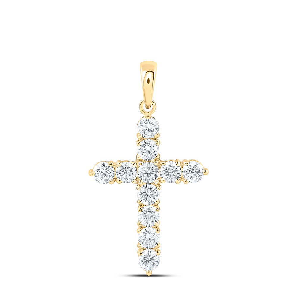 14K Yellow Or White Gold 1 5/8 Cttw Lab Grown Diamond Fashion Cross Pendant