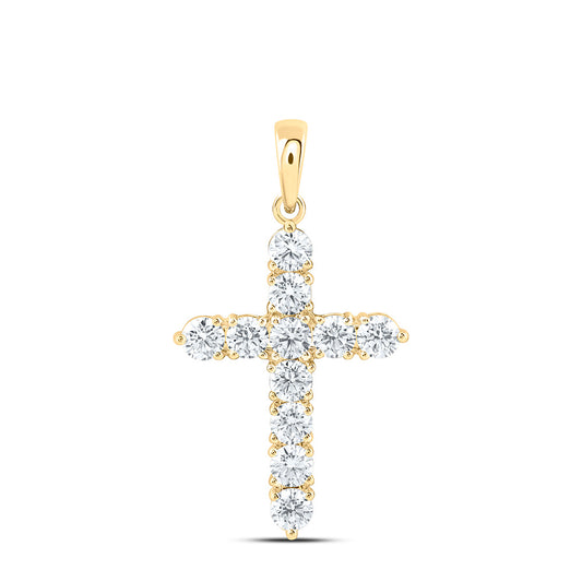 14K Yellow Or White Gold 1 5/8 Cttw Lab Grown Diamond Fashion Cross Pendant