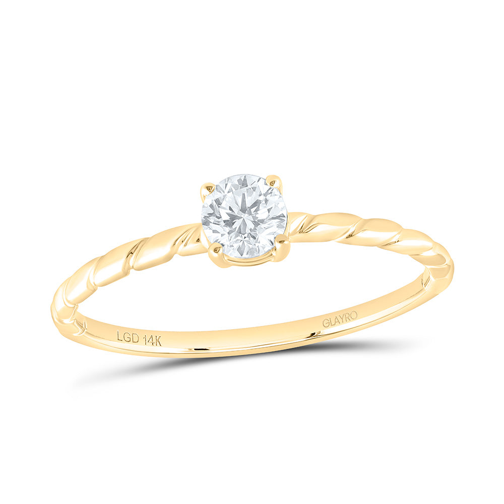14K Yellow Or White Gold 1/4 Cttw Lab Grown Diamond Round Solitaire Ring