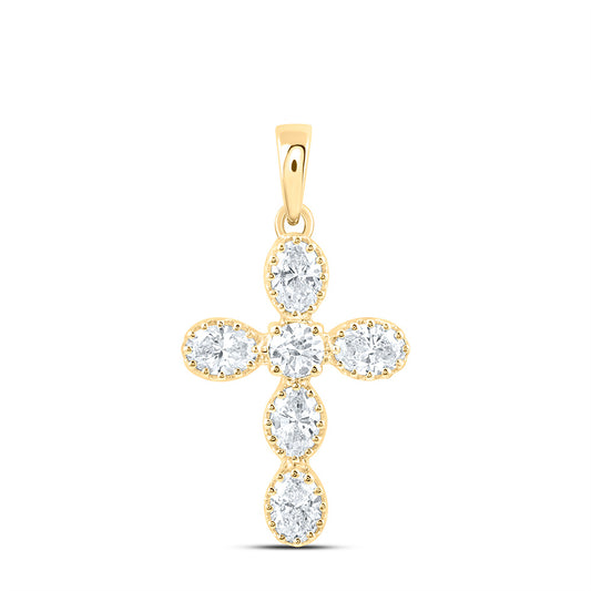 14K Yellow Or White Gold 3/4 Cttw Lab Grown Diamond Fashion Cross Pendant