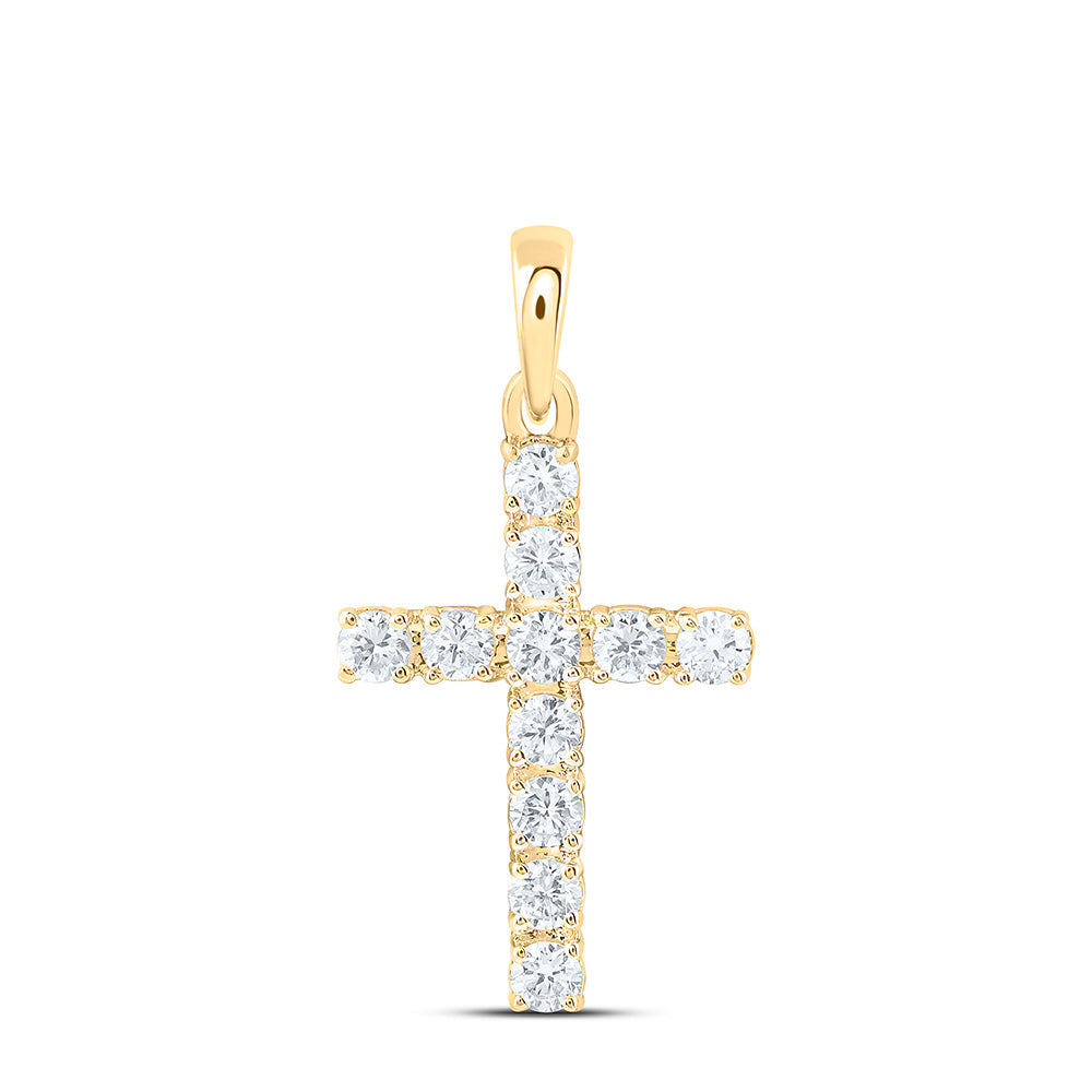 14K Yellow Or White Gold 1/3 Cttw Lab Grown Diamond Fashion Cross Pendant