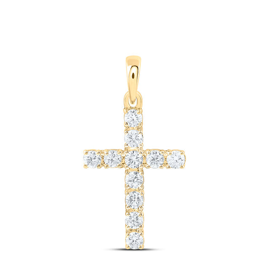 14K Yellow Or White Gold 1/3 Cttw Lab Grown Diamond Fashion Cross Pendant