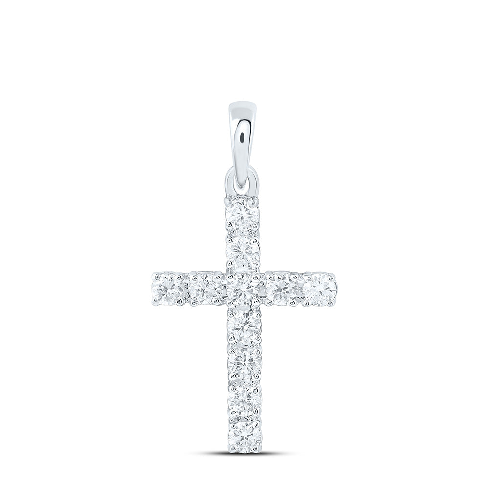 14K Yellow Or White Gold 1/3 Cttw Lab Grown Diamond Fashion Cross Pendant