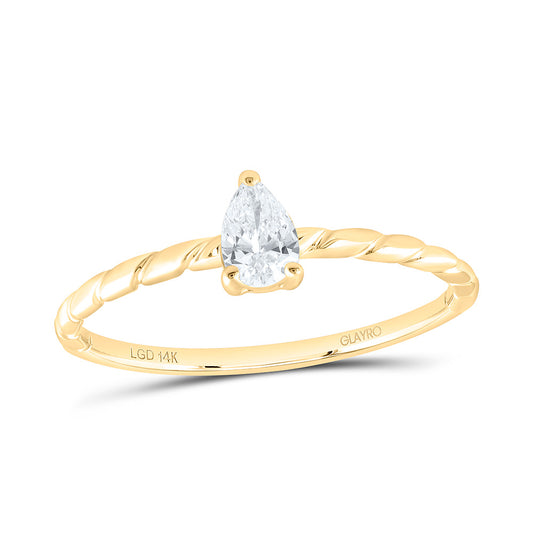 14K Yellow Or White Gold 1/4 Cttw Lab Grown Diamond Pear Solitaire Ring