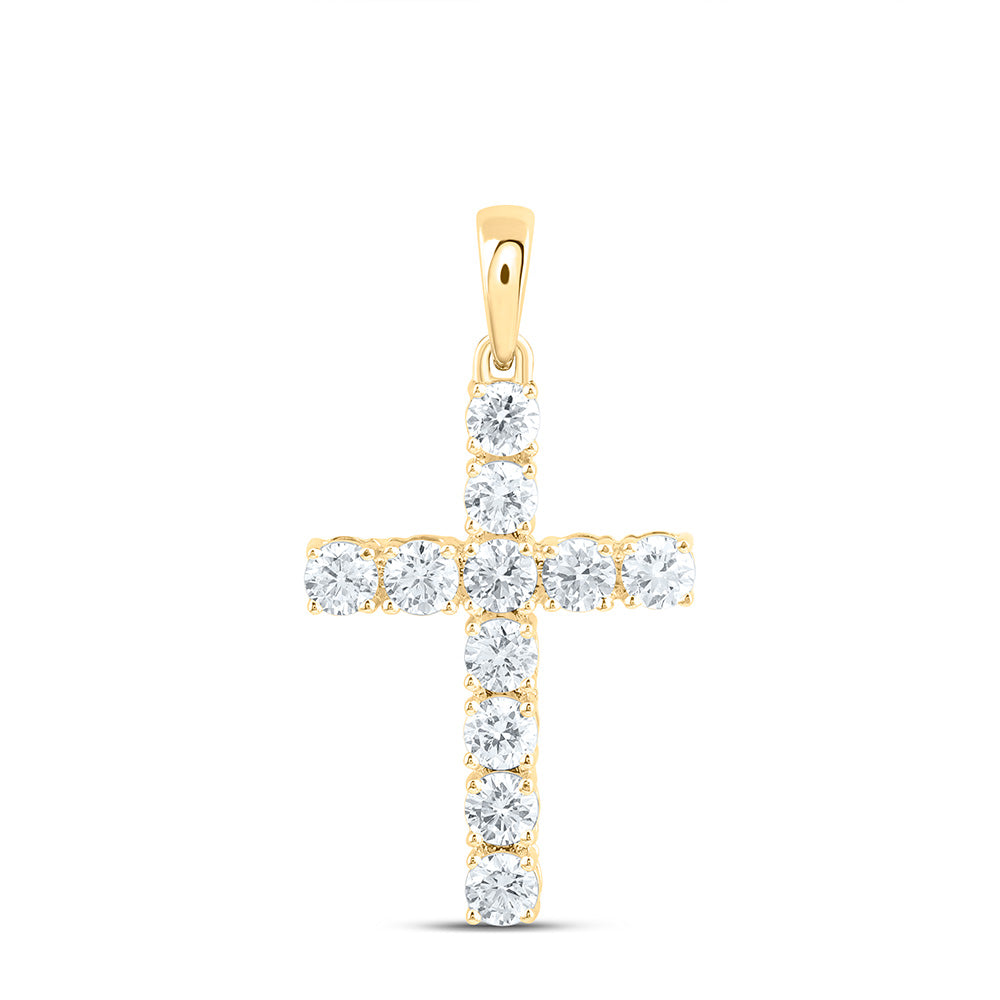 14K Yellow Or White Gold 3/4 Cttw Lab Grown Diamond Fashion Cross Pendant