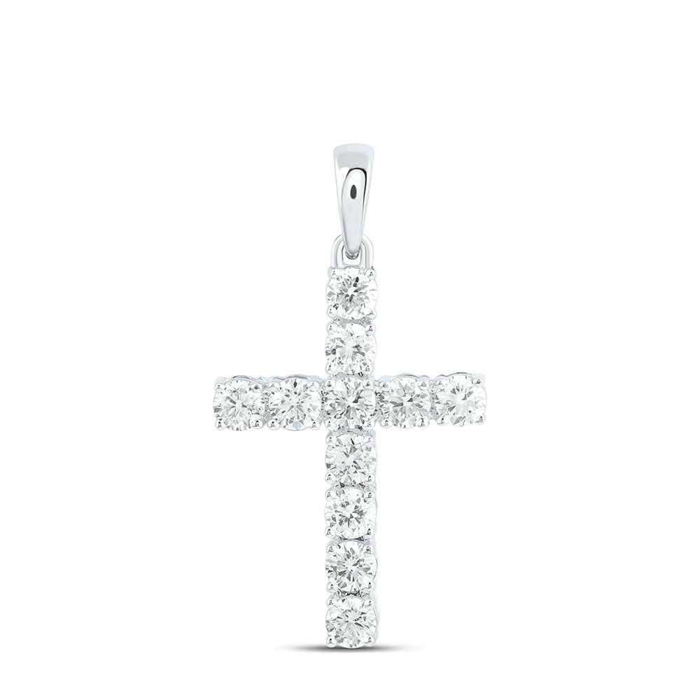 14K Yellow Or White Gold 3/4 Cttw Lab Grown Diamond Fashion Cross Pendant