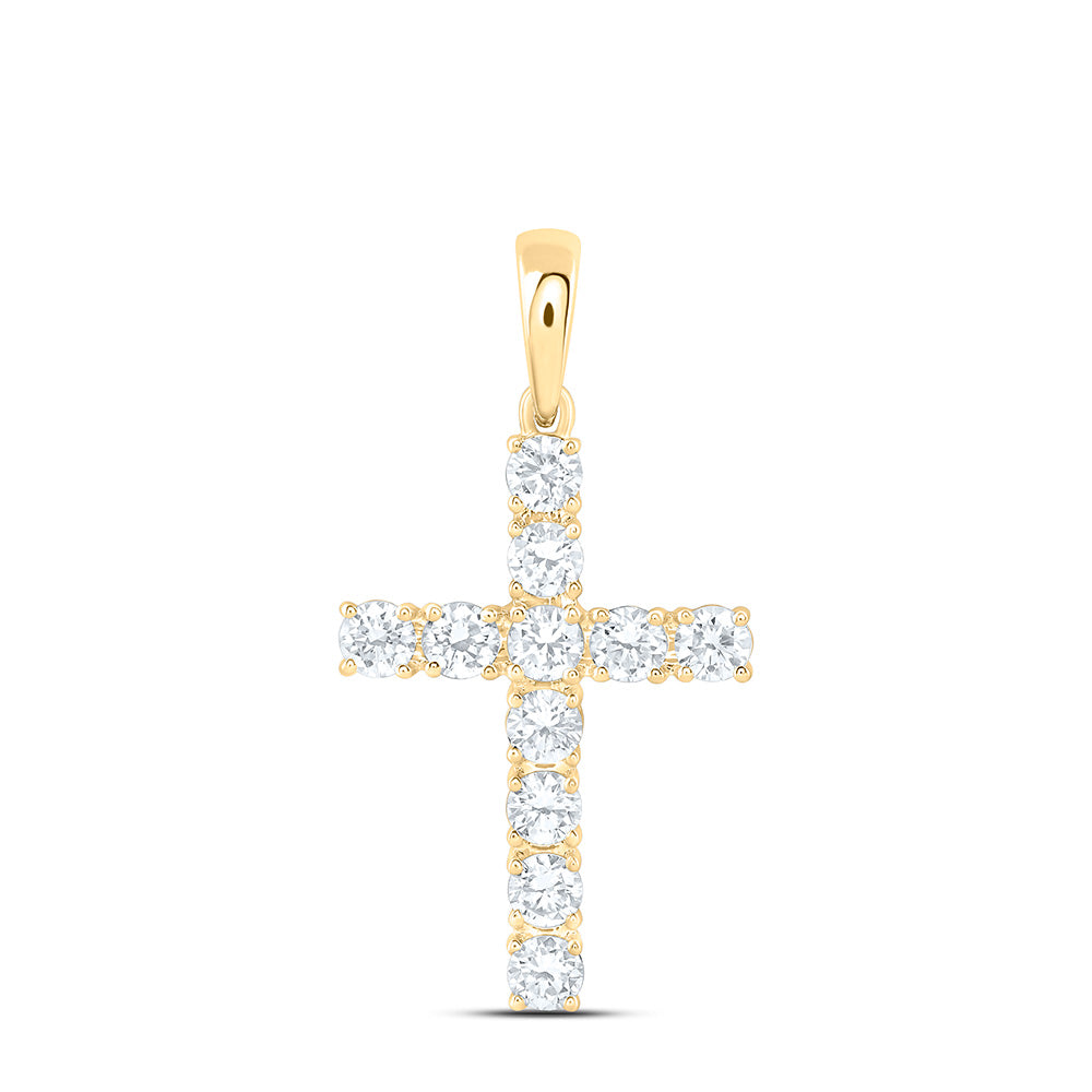 14K Yellow Or White Gold 1 Cttw Lab Grown Diamond Fashion Cross Pendant
