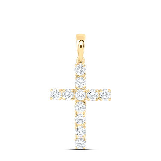 14K Yellow Or White Gold 1 Cttw Lab Grown Diamond Fashion Cross Pendant