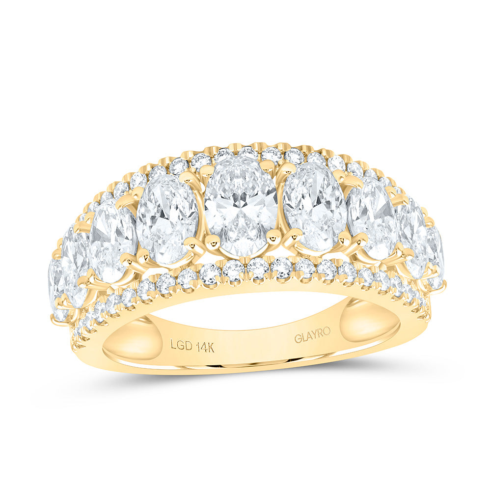 14K Yellow Or White Gold 2 1/2 Cttw Lab Grown Diamond Fashion Oval Band
