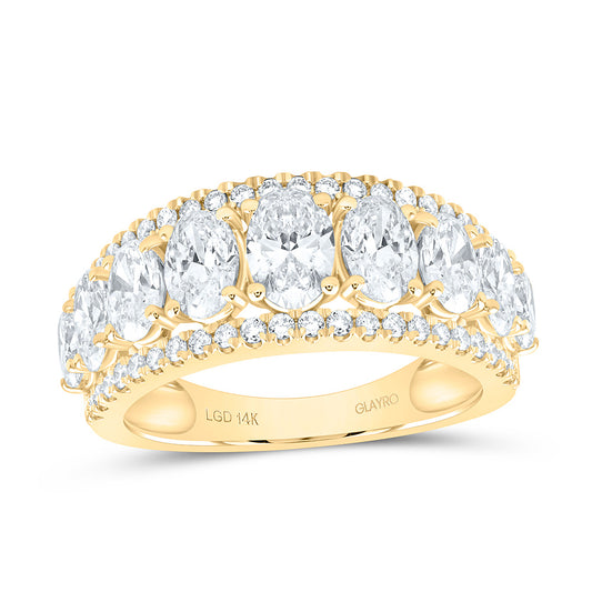 14K Yellow Or White Gold 2 1/2 Cttw Lab Grown Diamond Fashion Oval Band