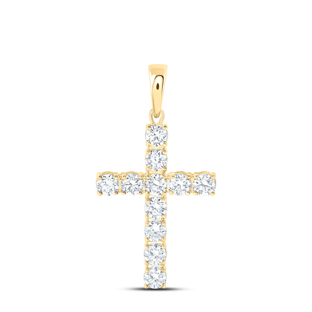 14K Yellow Or White Gold 1 1/5 Cttw Lab Grown Diamond Fashion Cross Pendant